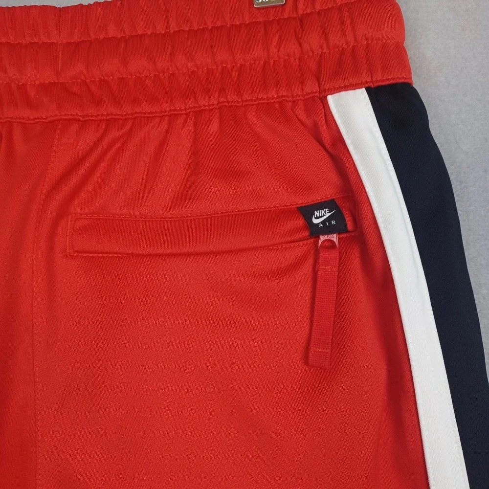 Nike Pants Mens Medium Red Track Joggers White Logo Side Stripe Polyester